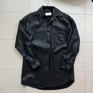Aritzia leather shirt jacket